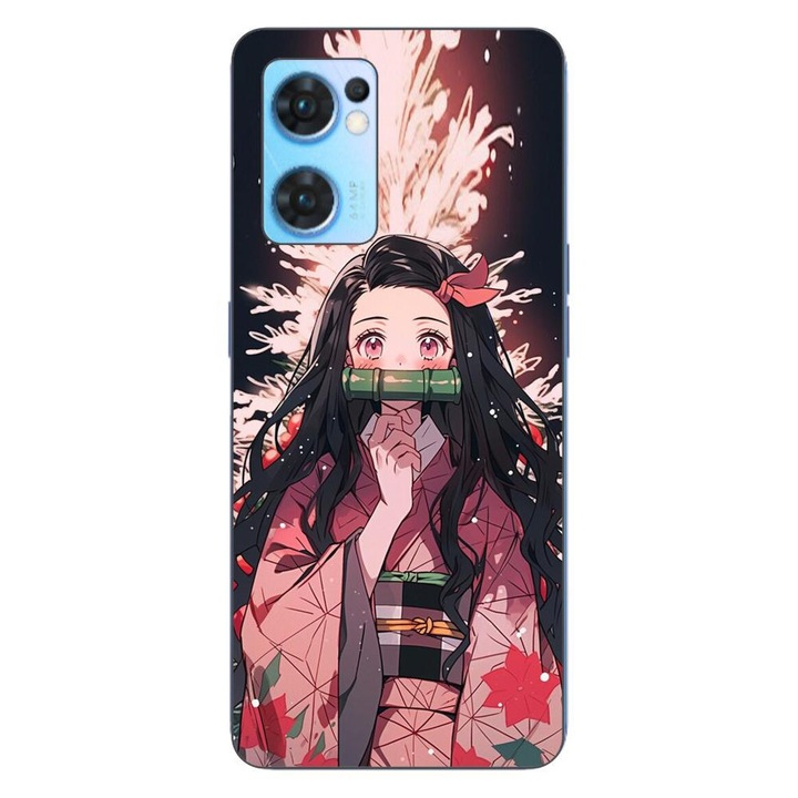 Калъф, съвместим с модел Oppo Reno7 5G Silicon Gel Tpu Demon Slayer Nezuko