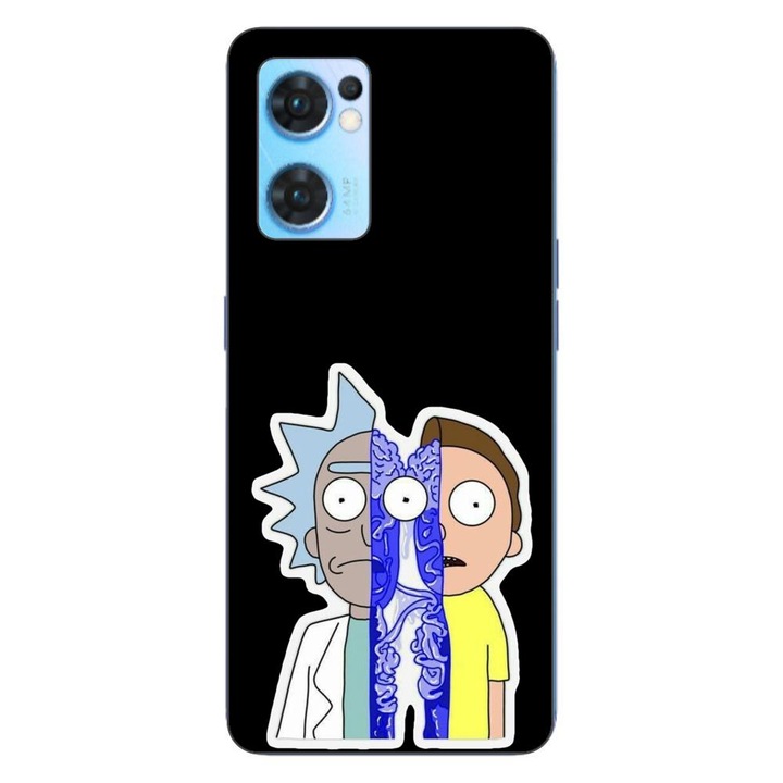 Капак, съвместим с Oppo Reno7 5G Silicon Gel Tpu Модел Rick And Morty Connected