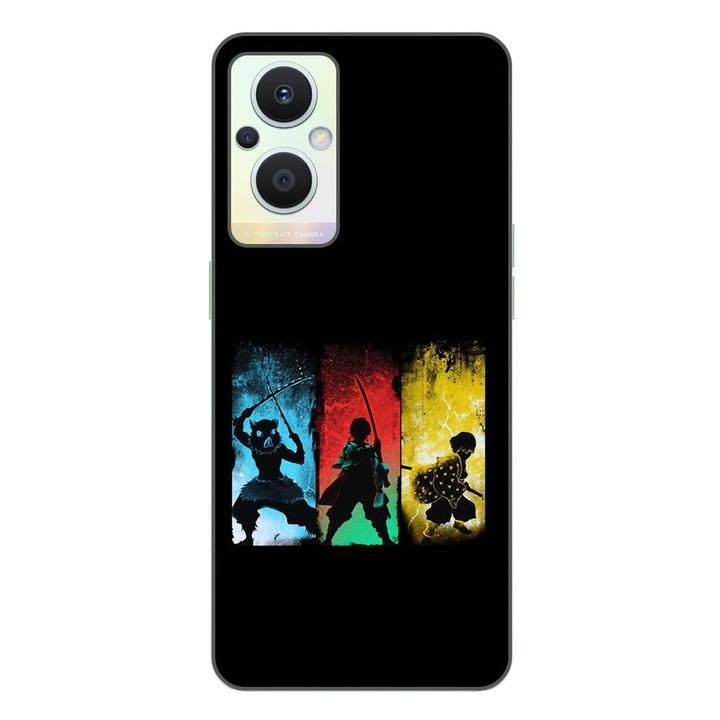 Калъф, съвместим с Oppo Reno7 Lite Silicon Gel Tpu Model Demon Slayer Team
