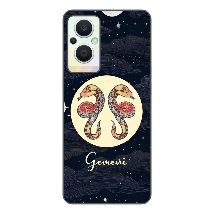 Калъф, съвместим с Oppo Reno7 Lite Silicone Gel Tpu Gemini Horoscope Model