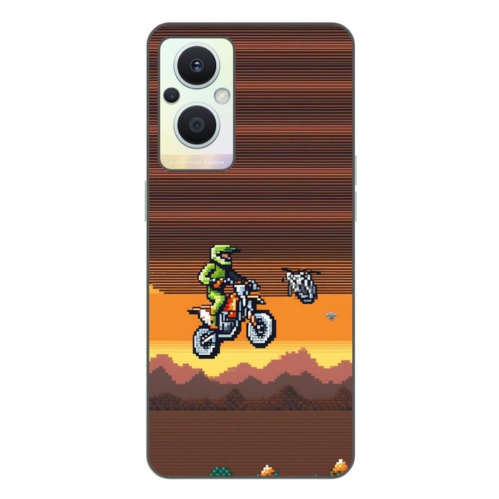 Husa compatibila cu Oppo Reno7 Lite Silicon Gel Tpu Model Pixel Art Motorcross