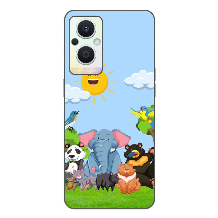 Капак, съвместим с Oppo Reno7 Lite Silicon Gel Tpu Jungle Friends Model