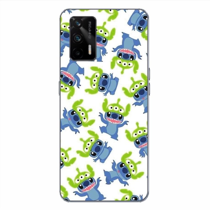 A borító kompatibilis a Realme GT Silicon Gel Tpu modell öltésmintával Green Alien-nel