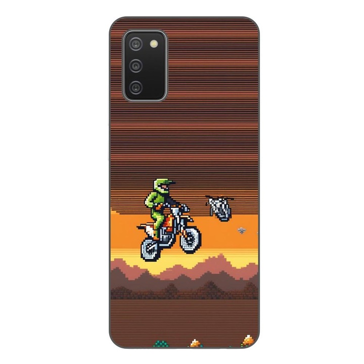 Husa compatibila cu Samsung Galaxy A03s Silicon Gel Tpu Model Pixel Art Motorcross