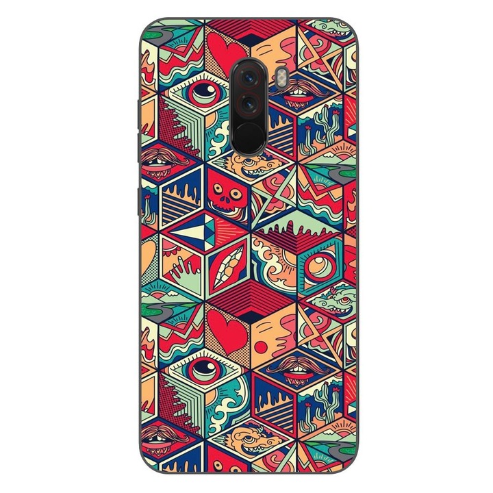 Калъф, съвместим с Xiaomi Pocophone F1 Silicone Gel Tpu Pop Art Geometric Model