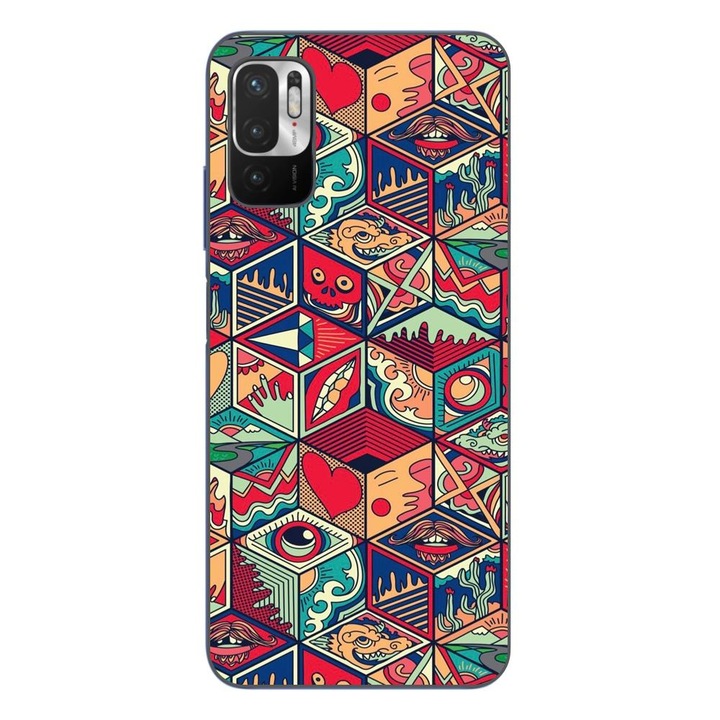 Капак, съвместим с Xiaomi Redmi Note 10 5G силиконов гел Tpu Pop Art геометричен модел