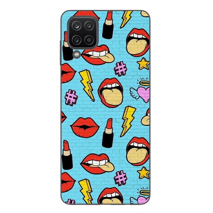 Кейс съвместим с Samsung Galaxy A22 4G Silicon Gel Tpu Модел Pop Art Lips