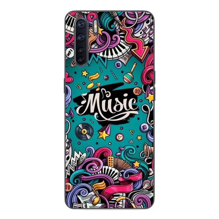 Telefontok, kompatibilis Oppo A91 szilikongél Modell Pop Art Music