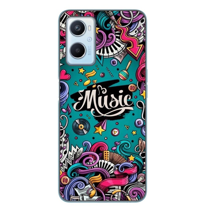 Капак, съвместим с Oppo A96 4G Silicon Gel Tpu Model Pop Art Music
