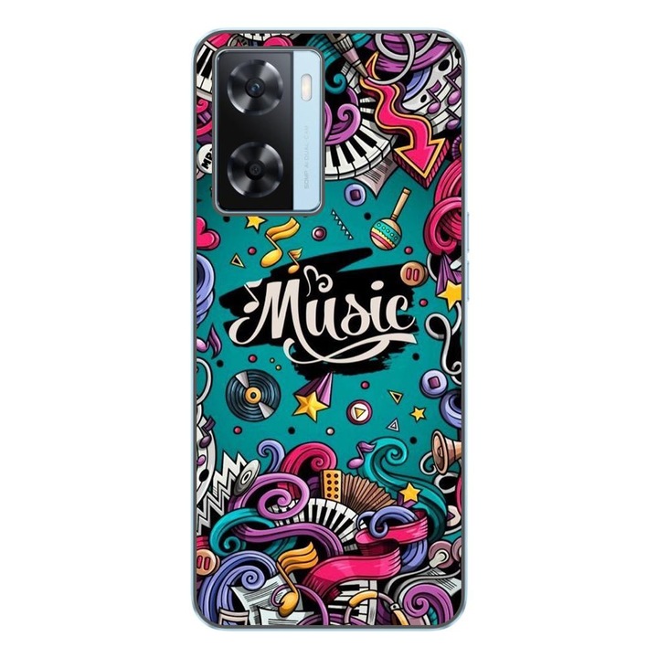 Калъф, съвместим с модел Oppo A57s Silicon Gel Tpu Pop Art Music