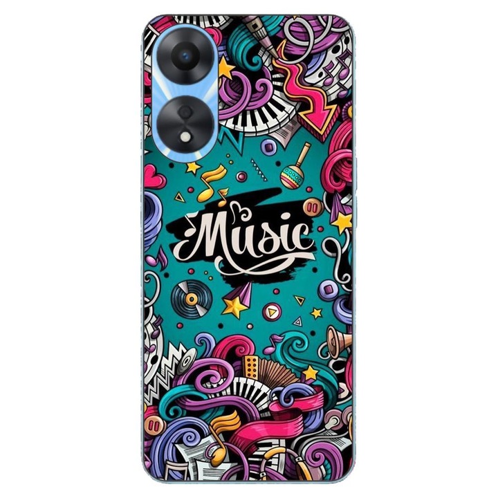 Husa compatibila cu Oppo A78 4G (CPH2565) Silicon Gel Tpu Model Pop Art Music