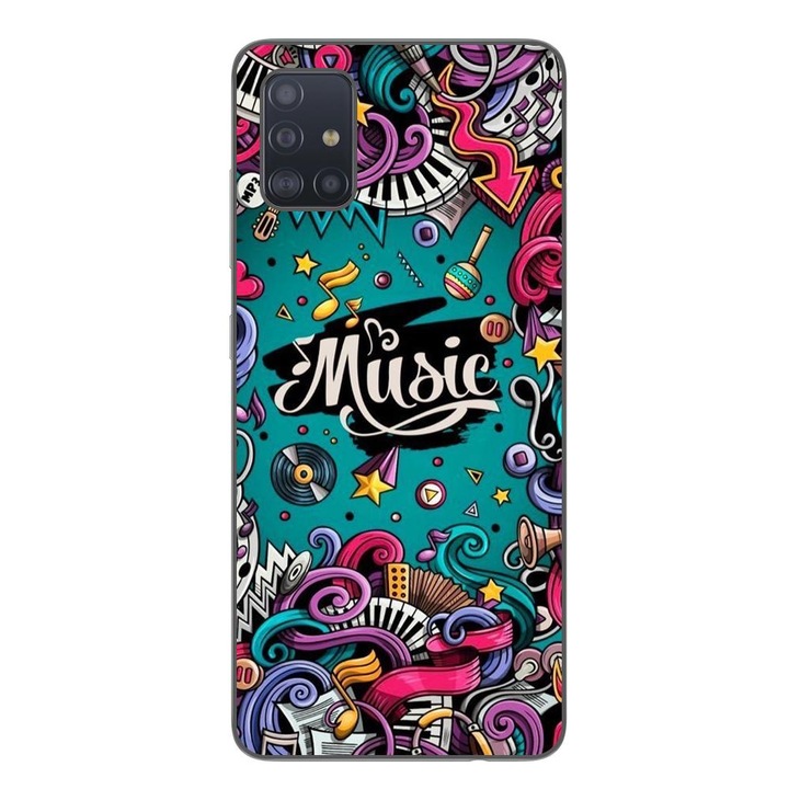 Калъф, съвместим с модел Samsung Galaxy A51 Silicon Gel Tpu Pop Art Music