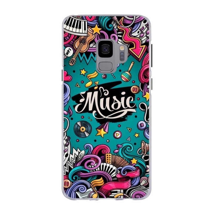 Калъф, съвместим с модел Samsung Galaxy S9 Silicon Gel Tpu Pop Art Music