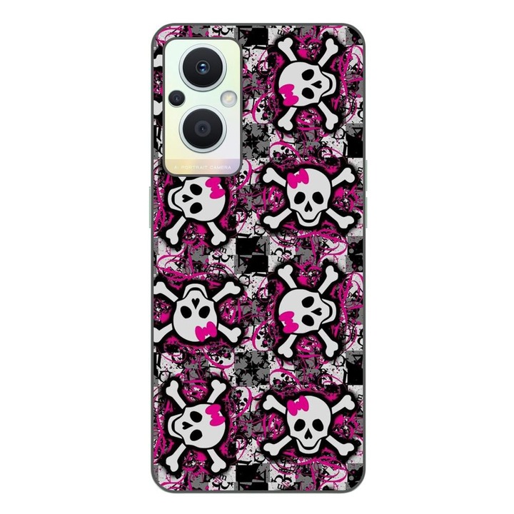 Капак, съвместим с Oppo Reno7 Lite Silicon Gel Tpu Model Pop Art Skeleton