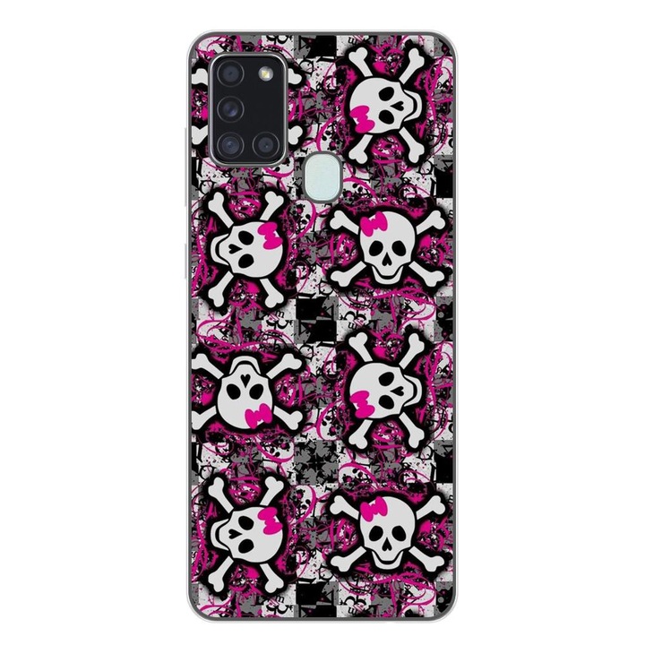 Калъф, съвместим с модел Samsung Galaxy A21s Silicon Gel Tpu Pop Art Skeleton