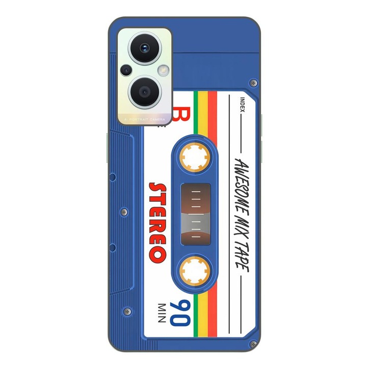 Калъф, съвместим с Oppo Reno7 Lite Silicone Gel Tpu Модел Cassette Vintage Mix Tape