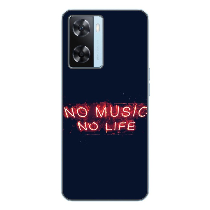 Husa compatibila cu Oppo A57s Silicon Gel Tpu Model No Music No Life