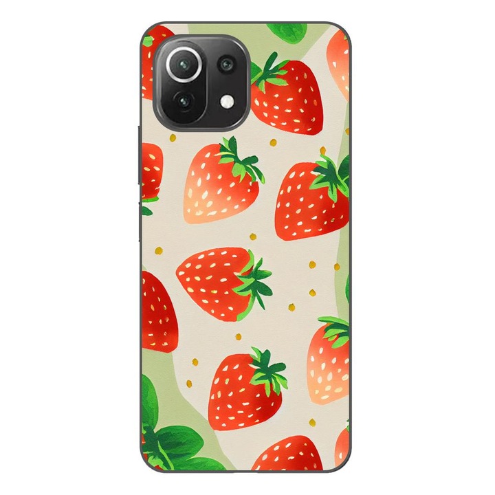 Husa compatibila cu Xiaomi Mi 11 Lite, Mi 11 Lite 5G Silicon Gel Tpu Model Capsuni Pattern