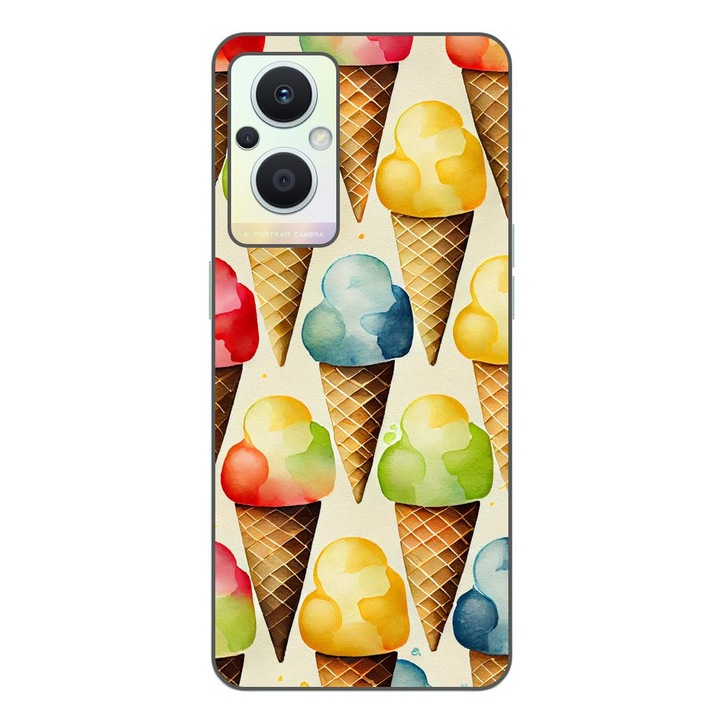 Капак, съвместим с Oppo Reno7 Lite Silicon Gel Tpu Model Icecream Pattern