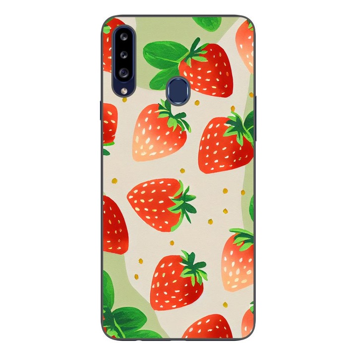 A tok kompatibilis a Samsung Galaxy A20S Silicon Gel Tpu Model Strawberry Pattern modellel