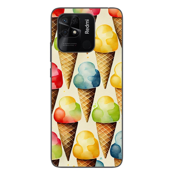 A burkolat kompatibilis a Xiaomi Redmi 10C Silicon Gel Tpu Model Icecream Pattern mintával