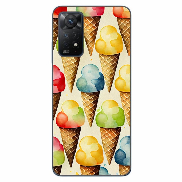 Капак, съвместим с Xiaomi Redmi Note 11 Pro 4G, 5G Silicon Gel Tpu Модел Icecream Pattern