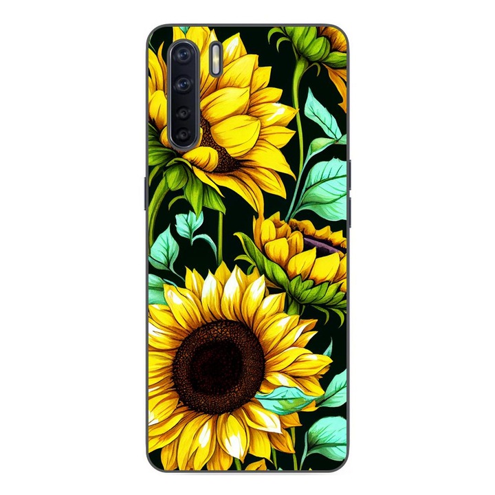 Кейс, съвместим с Oppo A91 Silicon Gel Tpu AI Sunflower Model