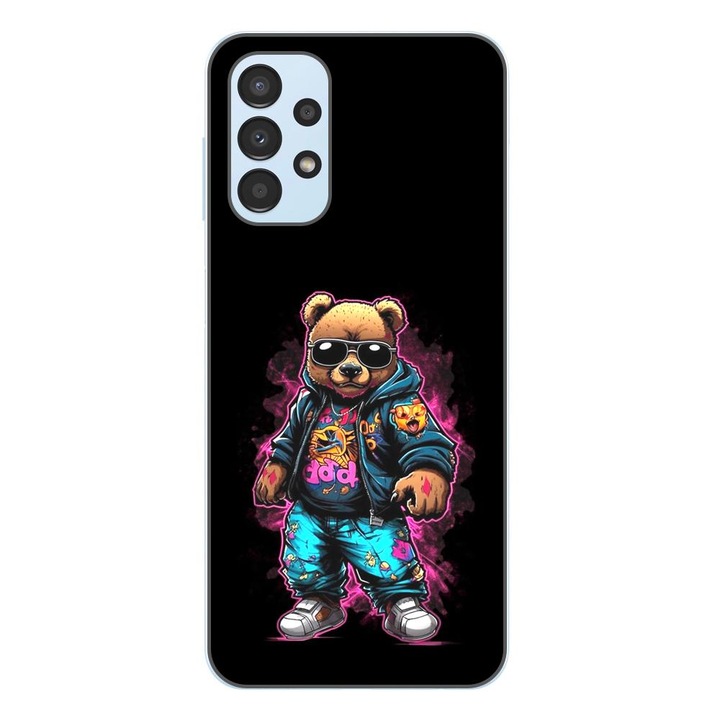 Панел съвместим с Samsung A23 4G, A23 5G Силикон Гел Tpu Модел Bear Cool, Черен