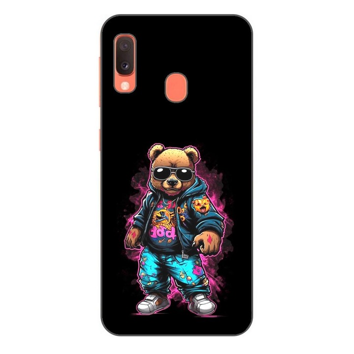 Кейс, съвместим със Samsung Galaxy A20e Silicon Gel Tpu Модел Bear Cool Black