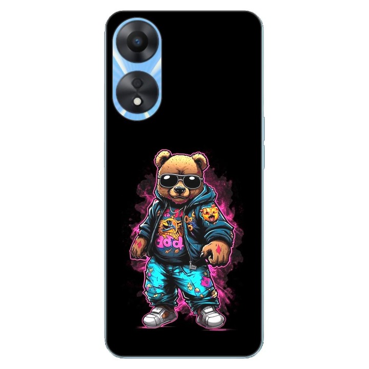 Husa compatibila cu Oppo A78 4G (CPH2565) Silicon Gel Tpu Model Bear Cool Black