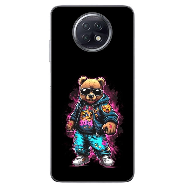 Капак, съвместим с Xiaomi Redmi Note 9T Silicon Gel Tpu Model Bear Cool Black