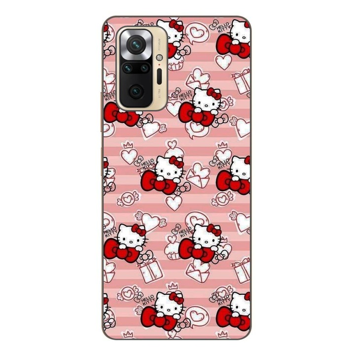 Husa compatibila cu Xiaomi Redmi Note 10 Pro Silicon Gel Tpu Model Hello Kitty Roz Pattern