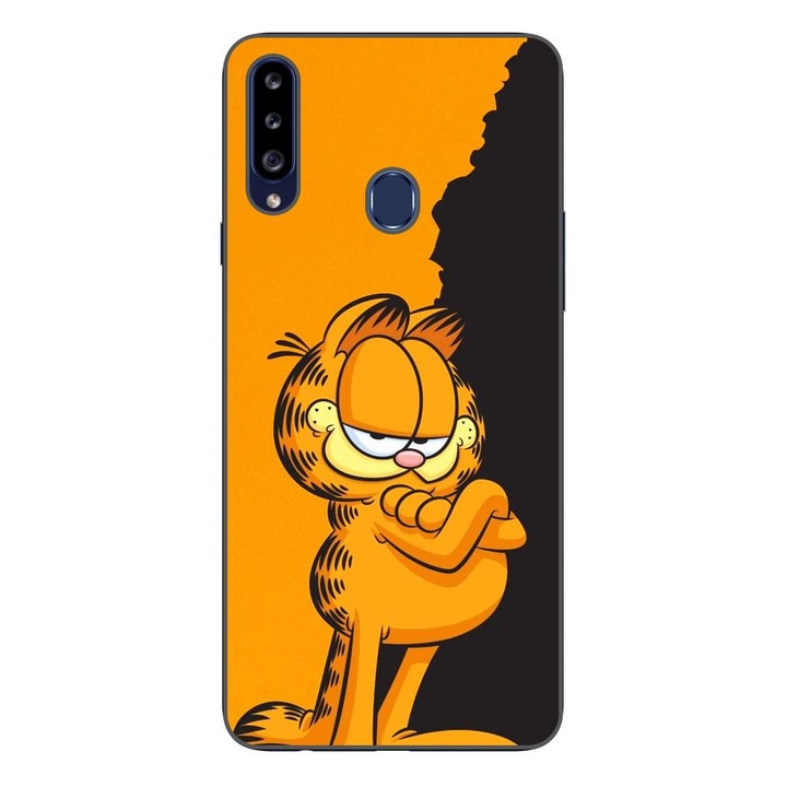 Кейс, съвместим със Samsung Galaxy A20S Silicon Gel Tpu Модел Garfield Black and Orange