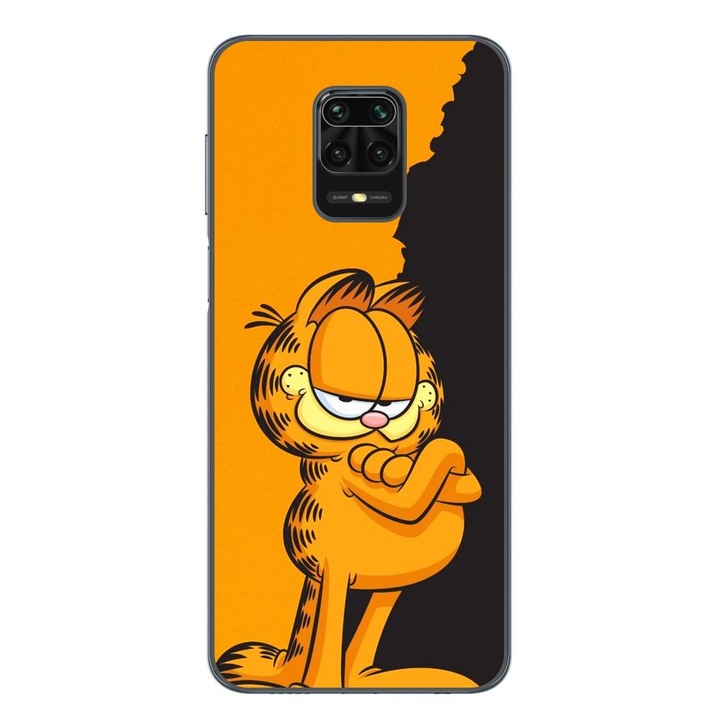 Husa compatibila cu Xiaomi Redmi Note 9 Pro Silicon Gel Tpu Model Garfield Black and Orange