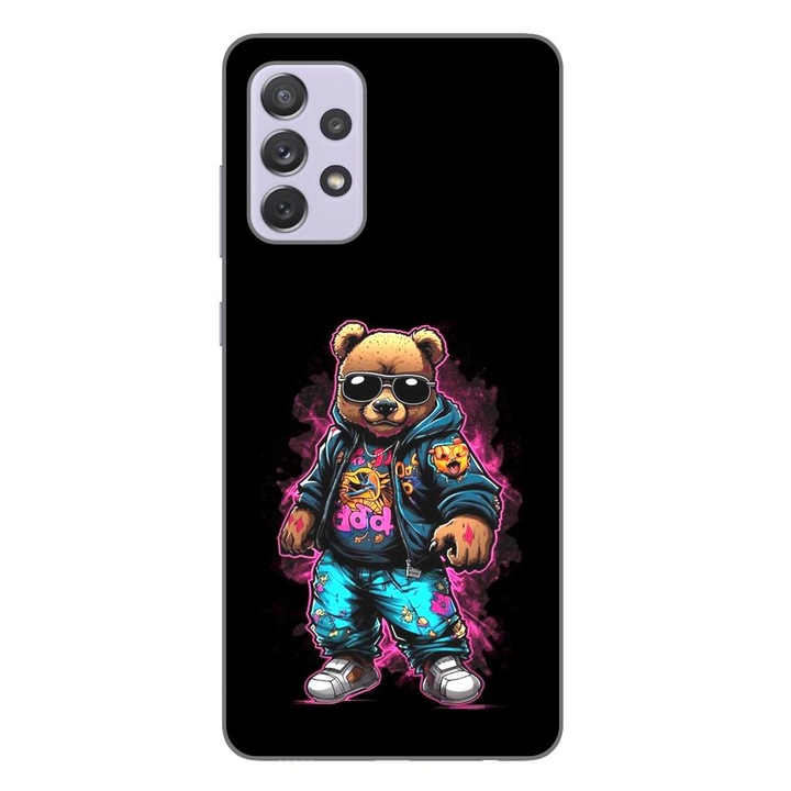 Husa compatibila cu Samsung Galaxy A72 5G Silicon Gel Tpu Model Bear Cool Black