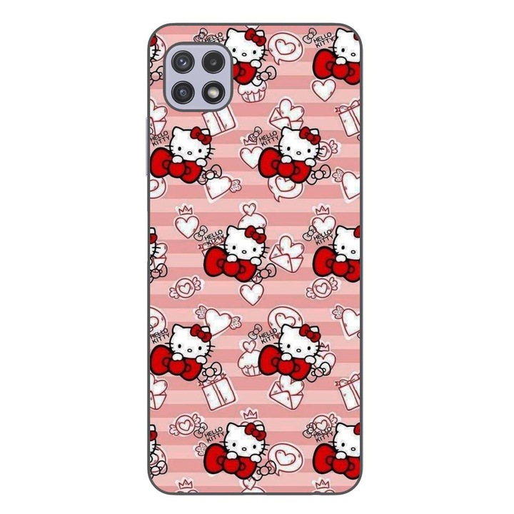 Husa compatibila cu Samsung Galaxy A22 5G Silicon Gel Tpu Model Hello Kitty Roz Pattern