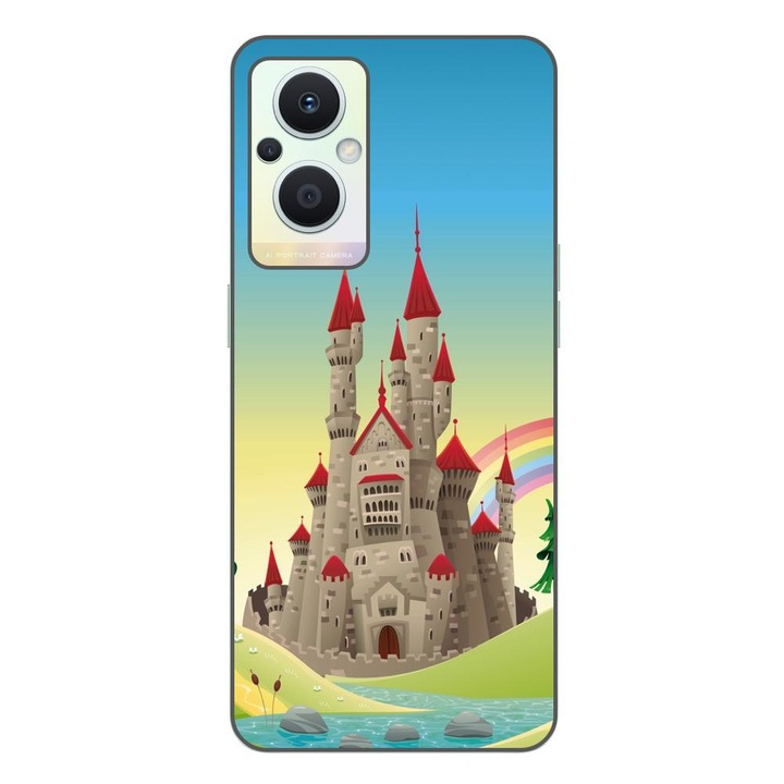 Кейс, съвместим с Oppo Reno7 Lite Silicone Gel Tpu Castle Model