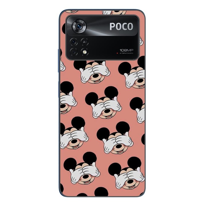 A tok kompatibilis a Xiaomi Poco X4 Pro Silicon Gel Tpu modellel, Mickey Pattern Peek A Boo