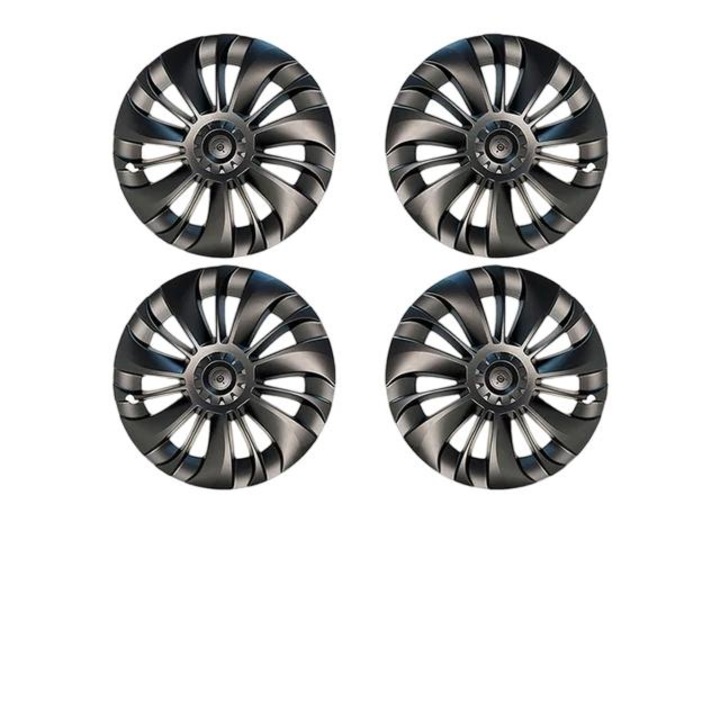 Комплект 4 капачки за джанти Tesla, пластмасови, черни, 19"