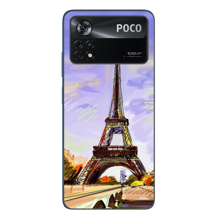 Husa compatibila cu Xiaomi Poco X4 Pro Silicon Gel Tpu Model Desen Turnul Eiffel