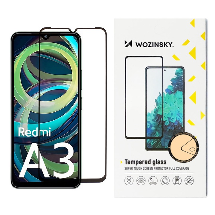 Стъклен Протектор Wozinsky за Xiaomi Redmi A3, Черен/Прозрачен