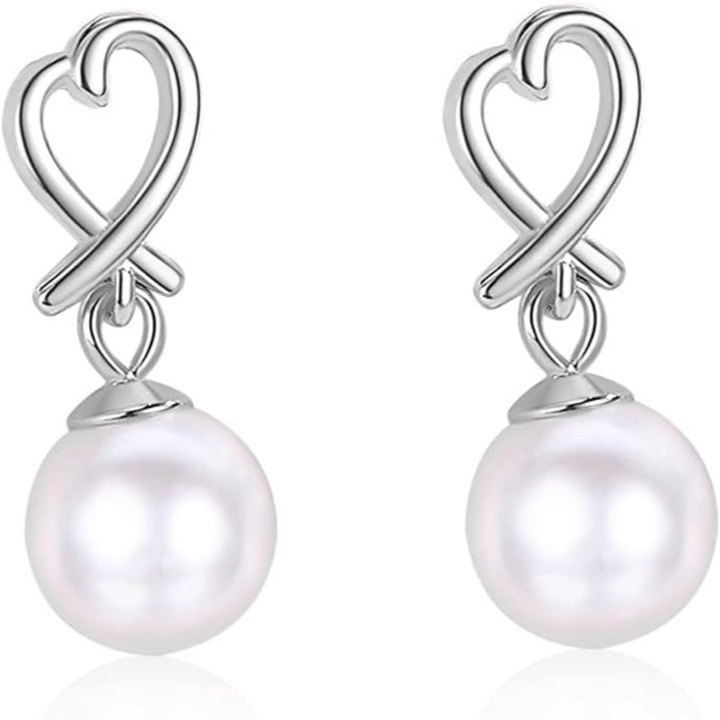 Сребърни обеци 925, Неправилно сърце, Перли, Сребро, За жени