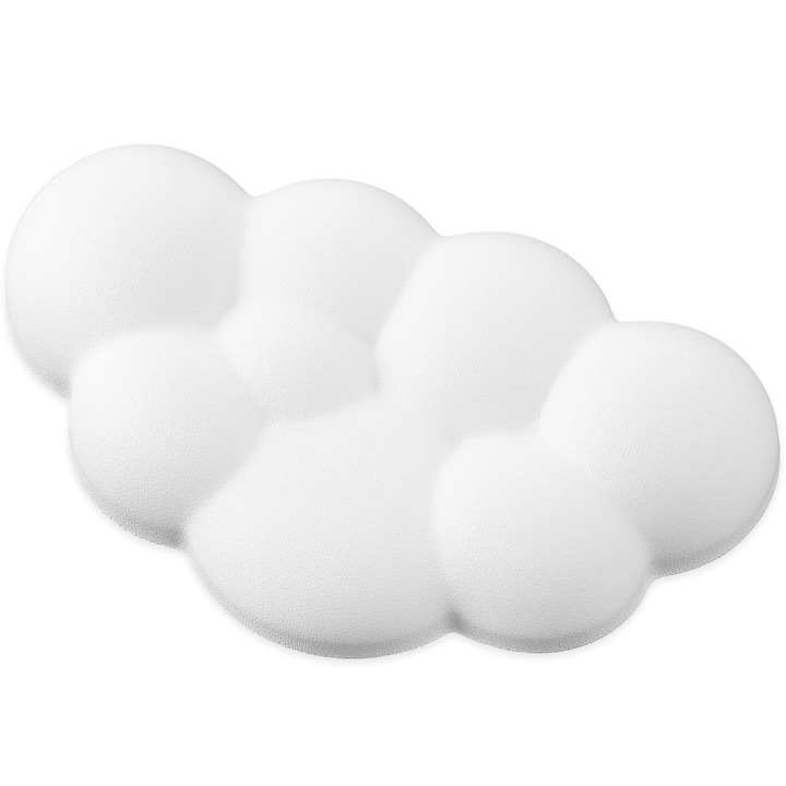 Suport pentru incheietura mainii ergonomic, spuma cu memorie/piele ecologica, moale, durabil si confortabil, potrivit pentru tastatura, mouse, birou, 15x9x2 cm, alb