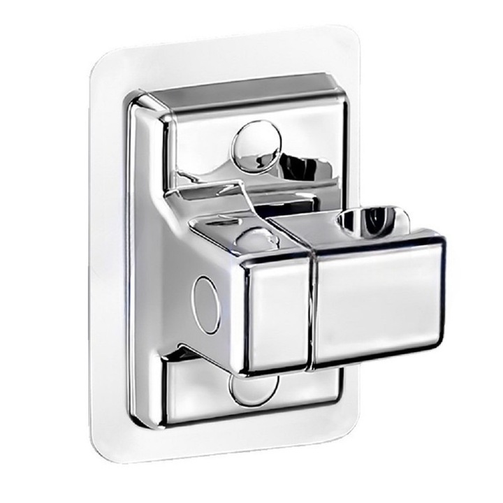 Suport adeziv pentru cap de dus, ABS, Argintiu