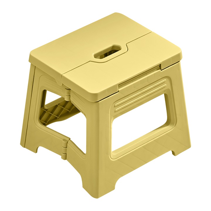 Сгъваема табуретка за кухня, Преносима, Неплъзгаща се, TopGearWorld®, Пластмаса, 28,5 x 19 x 24 см, Жълта