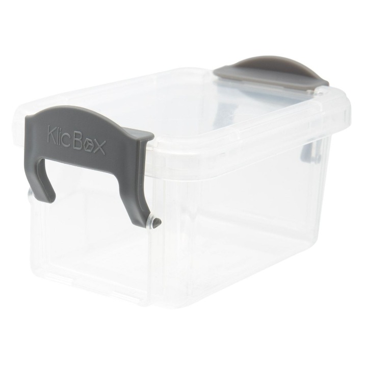 Caserola alimentara mica din plastic transparent Shopiens®, cu capac cu clips, 160 ml