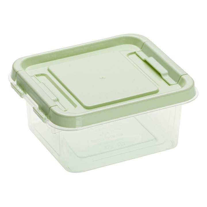 Caserola pentru depozitarea alimentelor Shopiens®, din plastic transparent, verde cu capac, 500 ml