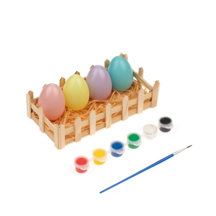 Set Creativ de Paste, Vopsiti Oua din Plastic, suport din Lemn