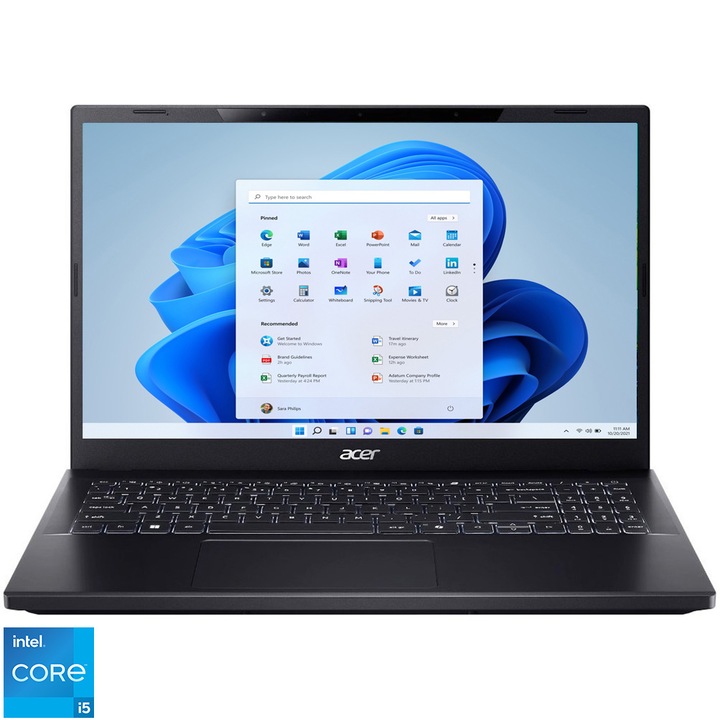 Laptop Gaming Acer Aspire 3D 15 A3D15-71GM-50AN cu procesor Intel® Core® i5-13420H pana la 4.7GHz, 15,6" 3D UHD, IPS, 16 GB DDR5, 1TB SSD, NVIDIA® Geforce® RTX™ 2050 4GB GDDR6, Windows 11 Home, Obsidian Black