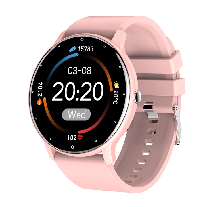Smartwatch GRAVITY GT1, Ecran Retina HD 1.28", Monitorizare Sanatate, Rezistent la apa IP67, Roz Aurie